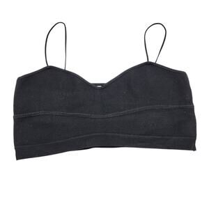 Gianni Bini Black Ribbed Knit Bralette Crop Top – Size Large